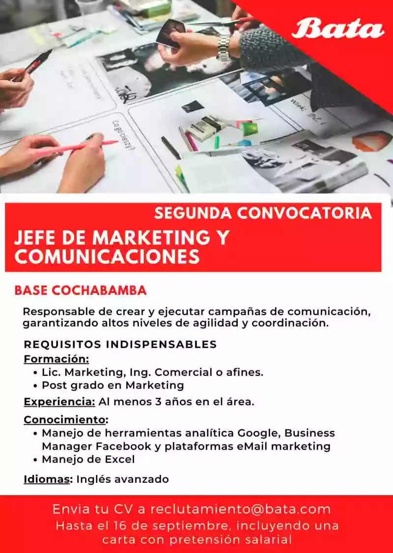 JEFE DE MARKETING Y COMUNICACIONES (SEGUNDA COMVOCATORIA) BATA